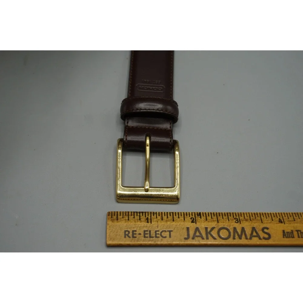 Coach Mens Mahogany Brown Calfskin Leather Belt Solid Brass Buckle Size 40 5953